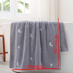 Set of 2 Embroidered Star Moon Towel Soft Absorbent Bath Towel