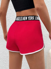 Letter Tape Contrast Trim High Waist Shorts Women's Clothing