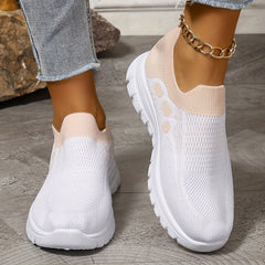 Two Tone Mesh Breathable Flying Woven Shoes Lightweight Wear Resistance Non Slip
