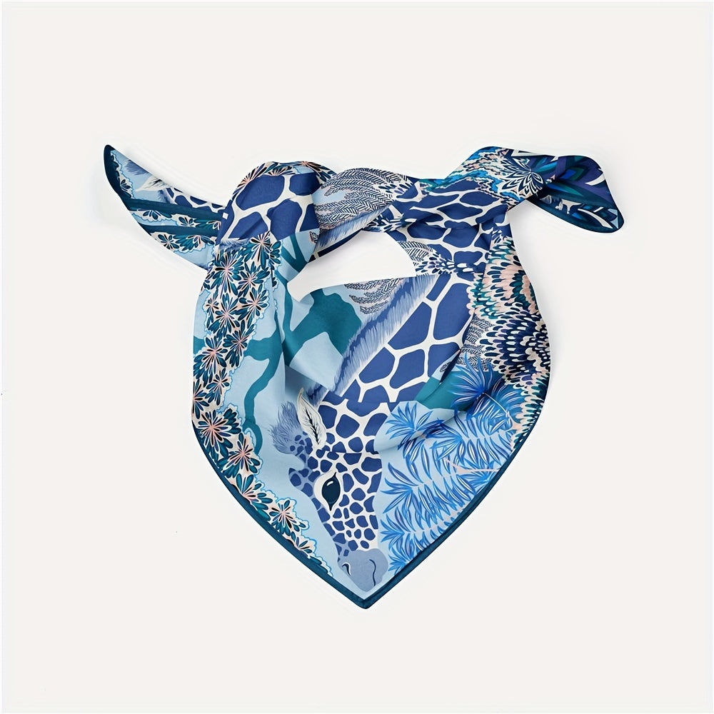 Cartoon Giraffe Print Bandana Boho Animal Pattern Square Scarf