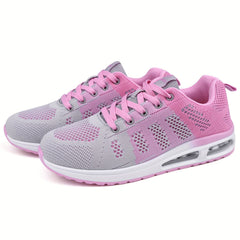 Women's Air Cushion Sneakers Lace Up Low Top Knit Casual Shoes