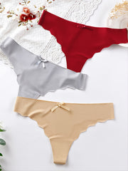 4 Pack Plus Size Seamless Bow Front Panties High Stretch