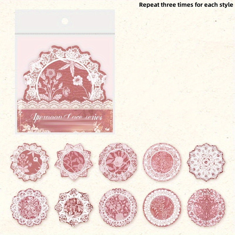 30pcs Vintage Journal DIY Material Paper Pack - Afternoon Lace Series