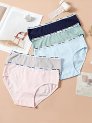 5pcs Letter Tape Briefs Stretchy Intimates Panties Women's Lingerie