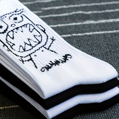 4 Pairs Cartoon Print Socks Fun Mid Tube Socks Women's Stockings