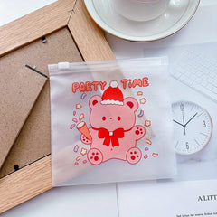 5pcs Cartoon Self-Sealing Plastic Bags for Snacks - Reusable Pouches