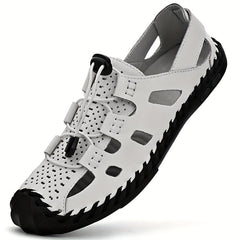 Men's Leather Closed Toe Sandals Summer Breathable Shoes