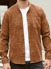 Men's Casual Long Sleeve Button Up Shirt with Chest Pocket