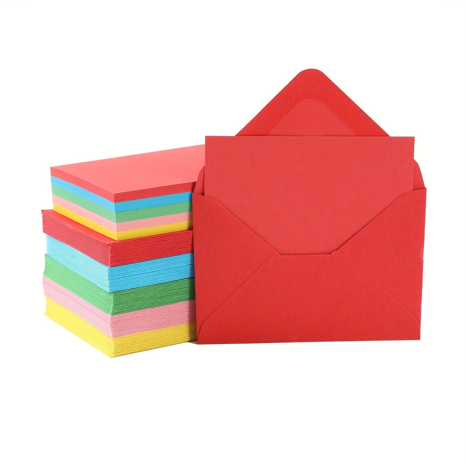 100 Mini Envelopes & 100 Blank Cards - Colorful Flat Cards for Weddings
