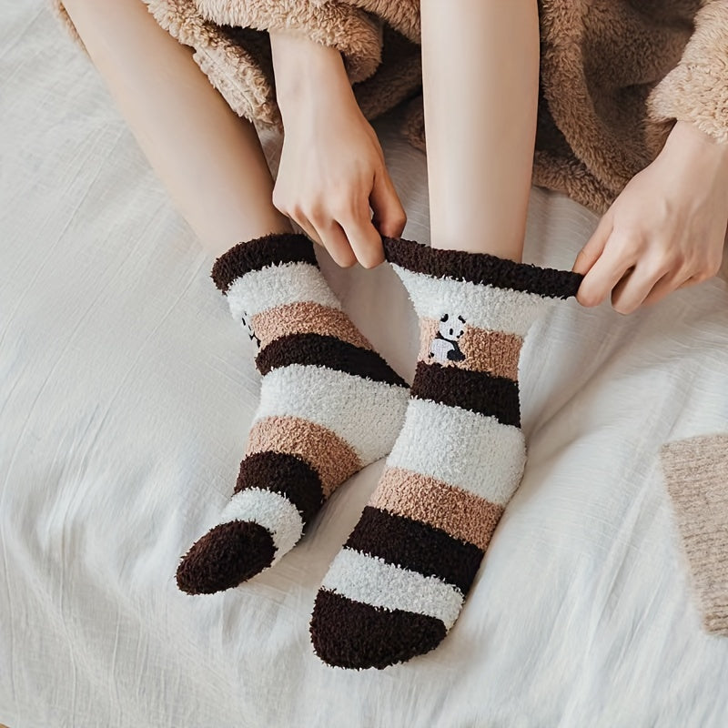 Fuzzy Panda Pattern Socks Women's Stockings