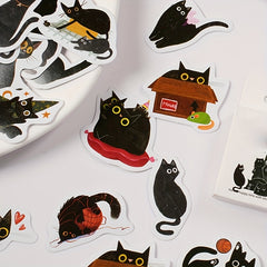 46pcs Cat Self-adhesive Boxed Stickers for Scrapbook Decor