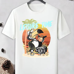 Men's Leisure Time Print T shirt Active Slightly Stretch Breathable Tee