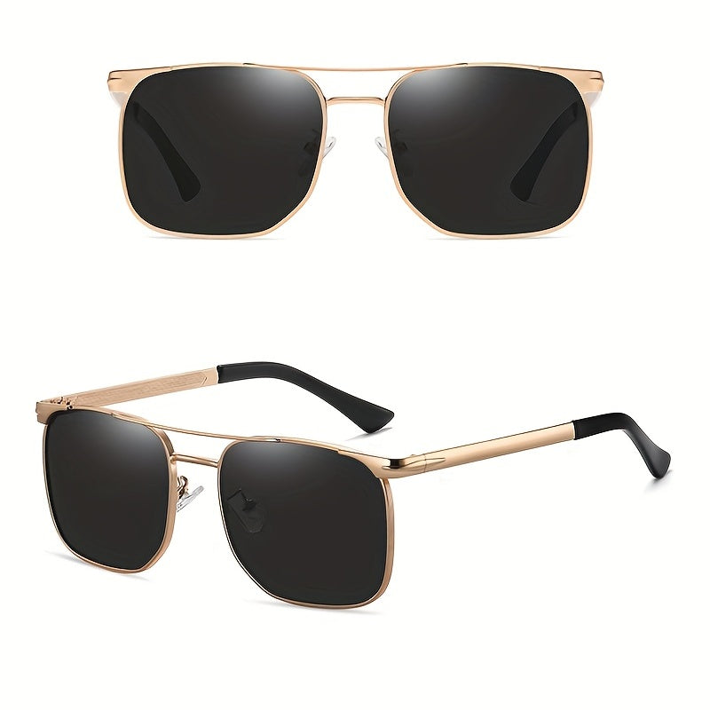 Men's Business Sunglasses UV400 Metal PC Glasses With Case