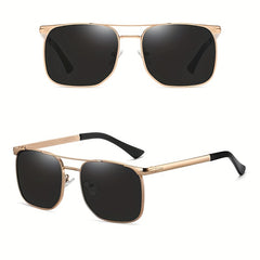 Men's Business Sunglasses UV400 Metal PC Glasses With Case