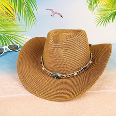 Colorful Gem Sunshade Straw Hat for Travel Beach Unisex