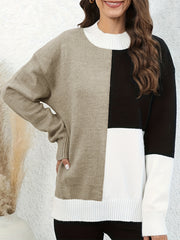Colorblock Long Sleeve Knit Top