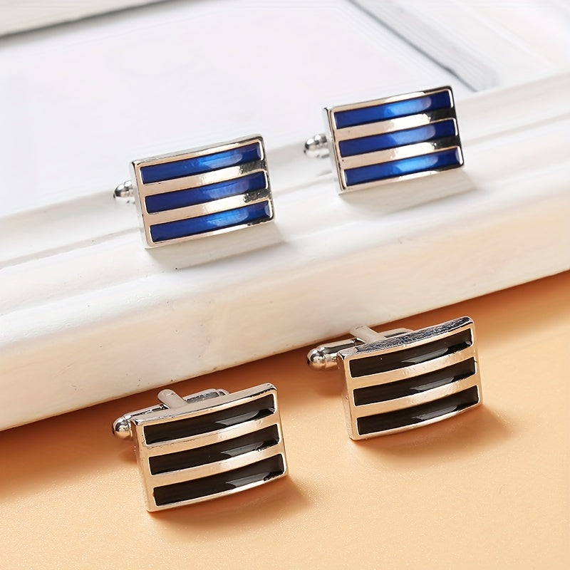 Rectangular Striped Paint French Cufflinks Suit Sleeve Nail