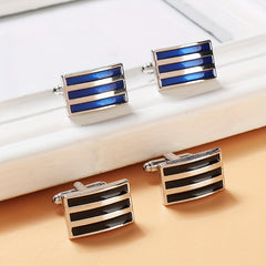 Rectangular Striped Paint French Cufflinks Suit Sleeve Nail