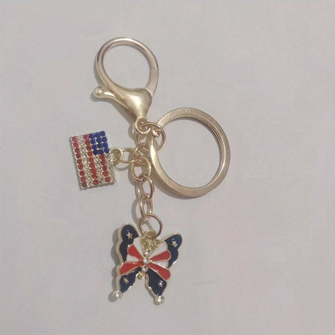 Patriotic Keychain with Diamond Decoration