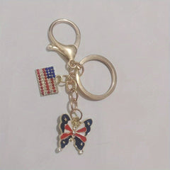 Patriotic Keychain with Diamond Decoration