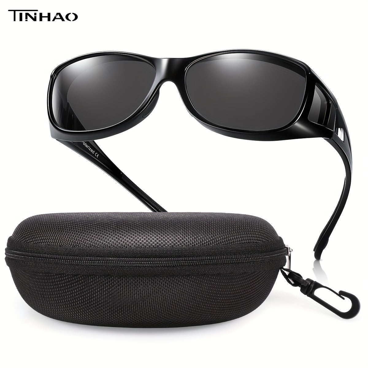 TINHAO Fit Over Glasses Polarized Sunglasses With Hard Shell Case