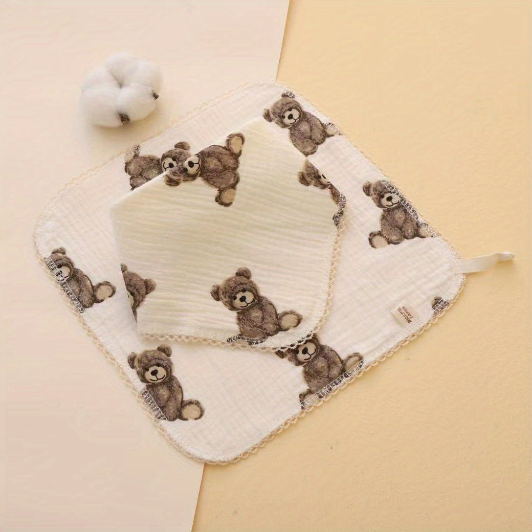 Baby Bib Cotton Gauze Small Square Towel With Lace Towel Bib