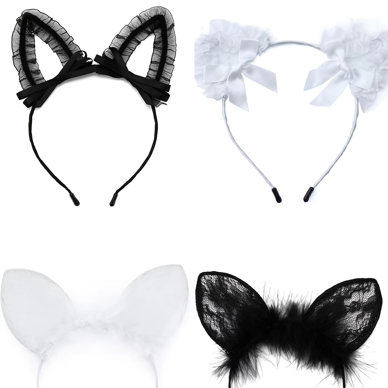 Girls Party Hair Accessories Lace Cat's Ears Headband Set