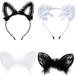 Girls Party Hair Accessories Lace Cat's Ears Headband Set