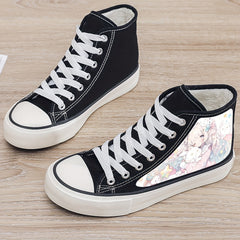Anime Girl Print Plush Lined Thermal Chunky Canvas Sneakers