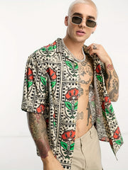 Flower Print Men's Casual Hawaiian Shirt