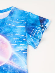3D Unicorn Graphic Short Sleeve Dress for Girls Summer Gift Party