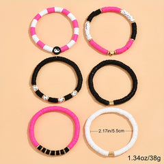 6 Pcs Soft Pottery Beaded Bracelet Set for Summer Beach