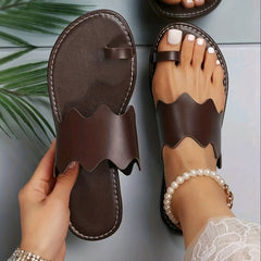 Women's Lightweight Loop Toe Slide Sandals Open Toe Slip On Shoes