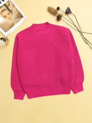 Girls Fall Winter Crew Neck Pullover Sweater