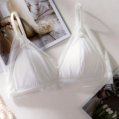 Contrast Mesh Wireless Push Up Bra Women's Lingerie