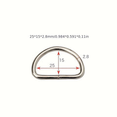 100pcs DIY Clothing Metal D-ring Accessories Silver D Buckle