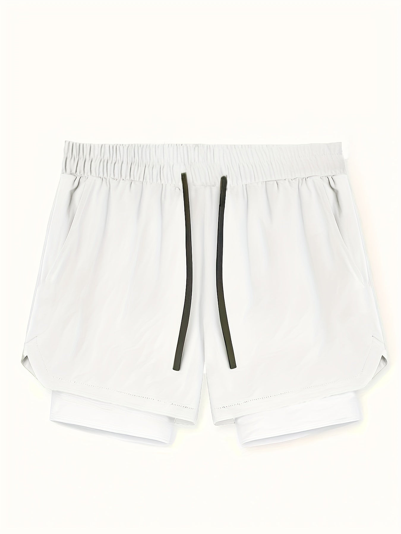 Men's 2-Layer Gym Running Shorts with Pockets Quick Dry Workout Shorts