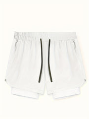 Men's 2-Layer Gym Running Shorts with Pockets Quick Dry Workout Shorts