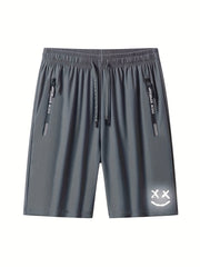 Men's Face Luminous Graffiti Shorts with Zip Pocket
