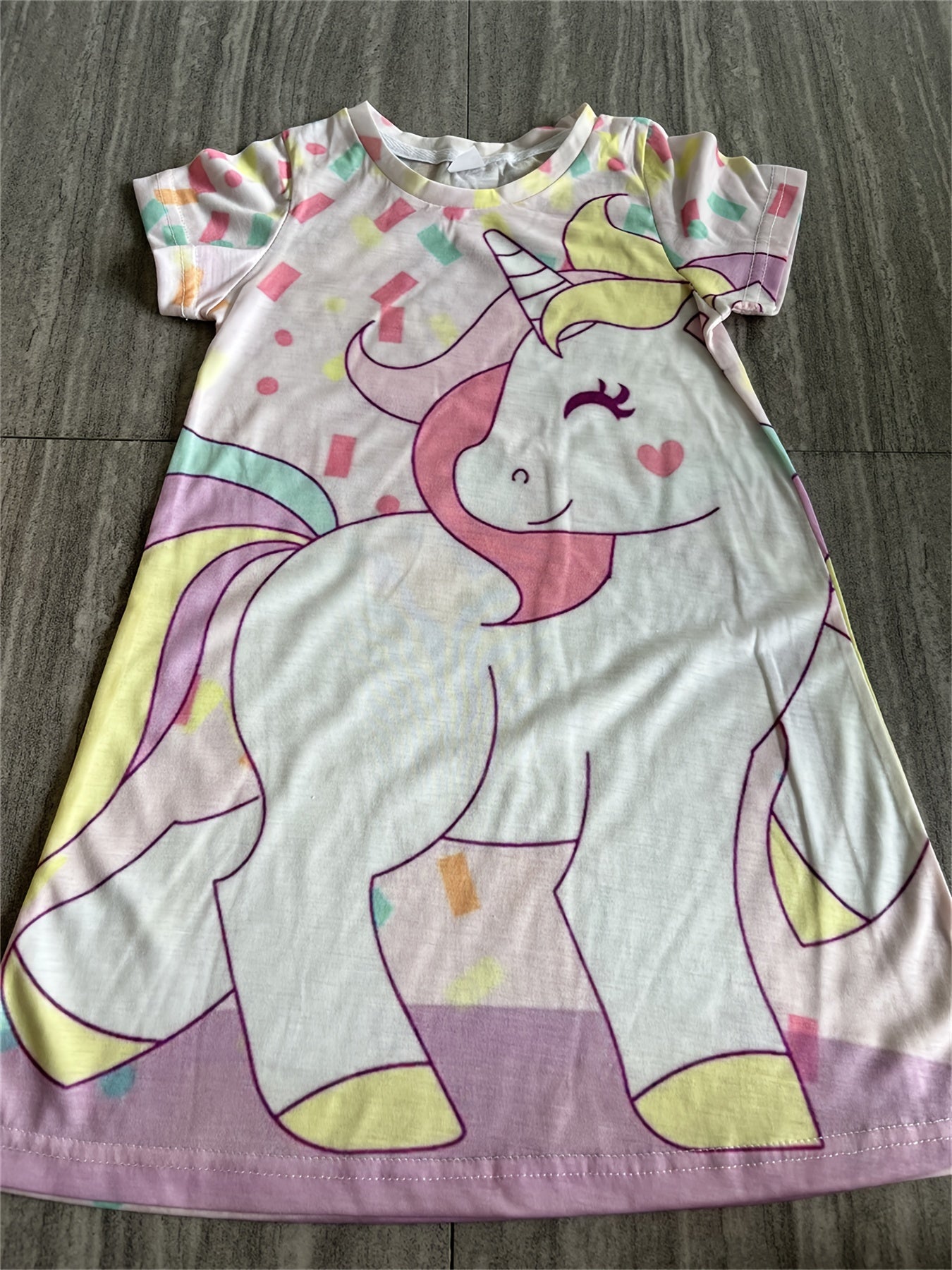 Girl's Pony Dress Short Sleeve Crew Neck Princess Dress Summer Party