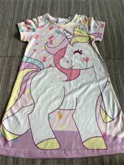 Girl's Pony Dress Short Sleeve Crew Neck Princess Dress Summer Party