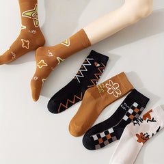 Men's Vintage Stripe Crew Socks Cotton Blend Casual Unisex Sock