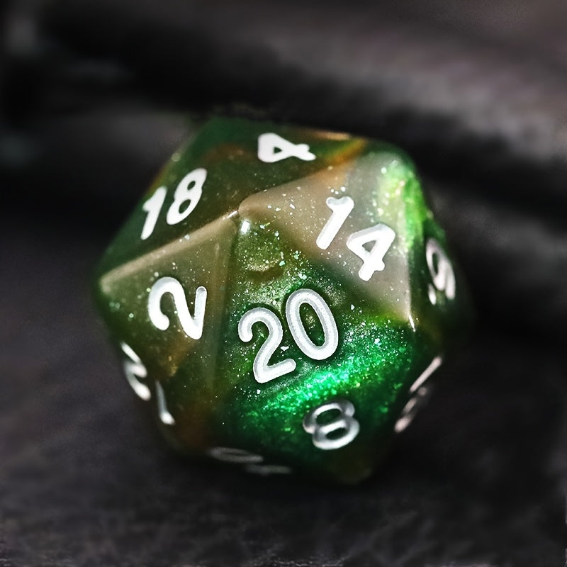 7pc Yellow & Green Star Dice Set for MTG RPG Board Games
