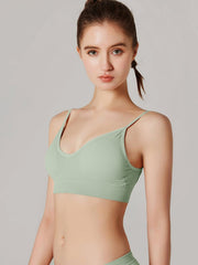 Women's V-Neck Ribbed Crop Cami Bra