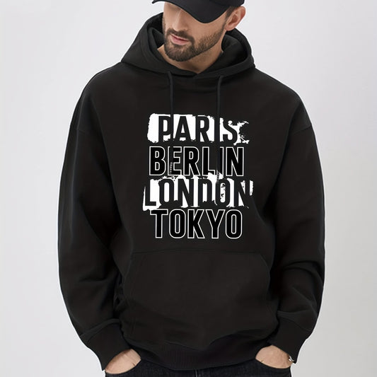 Big City Name Print Hoodie for Men