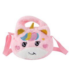 Girls Princess Unicorn Plush Crossbody Bag for Cosmetic Phone Storage