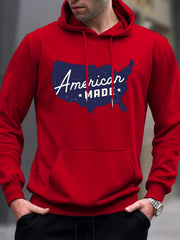 American Print Hoodie Men's Casual Graphic Pullover Hoodie