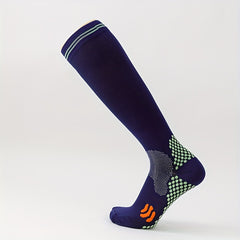 Striped Trim Calf Socks Compression Sports Knee High Socks Women's Stockings