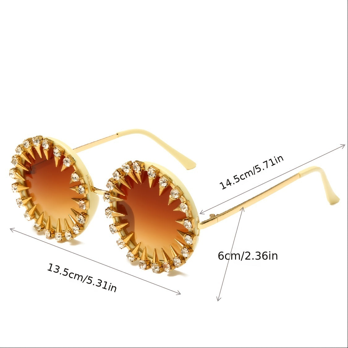 Round Rivet Decor Sunglasses Metal Hinge Glasses