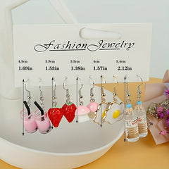 5 Pairs Girls Funny Drop Earrings for Party Birthday Gift